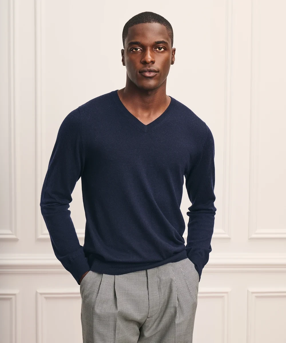 Super Fine Cashmere Long Sleeve V-Neck