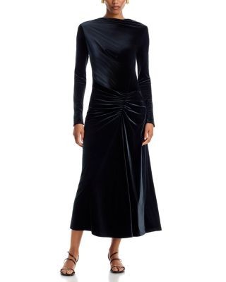 Simkhai Ferrrera Draped Velvet Midi Dress