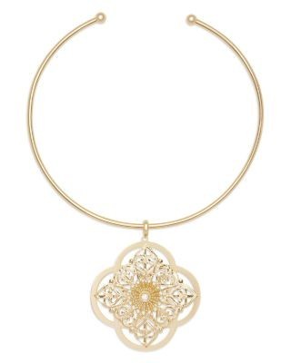 Ramy Brook Laya Crystal Filigree Structured Pendant Necklace, 5.19 x 4.92