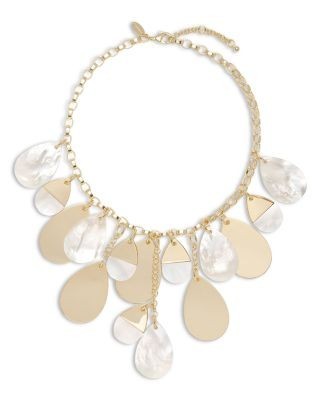 Ramy Brook Karina Mother Of Pearl Pear Shape Charm Statement Necklace, 16.5-18.5
