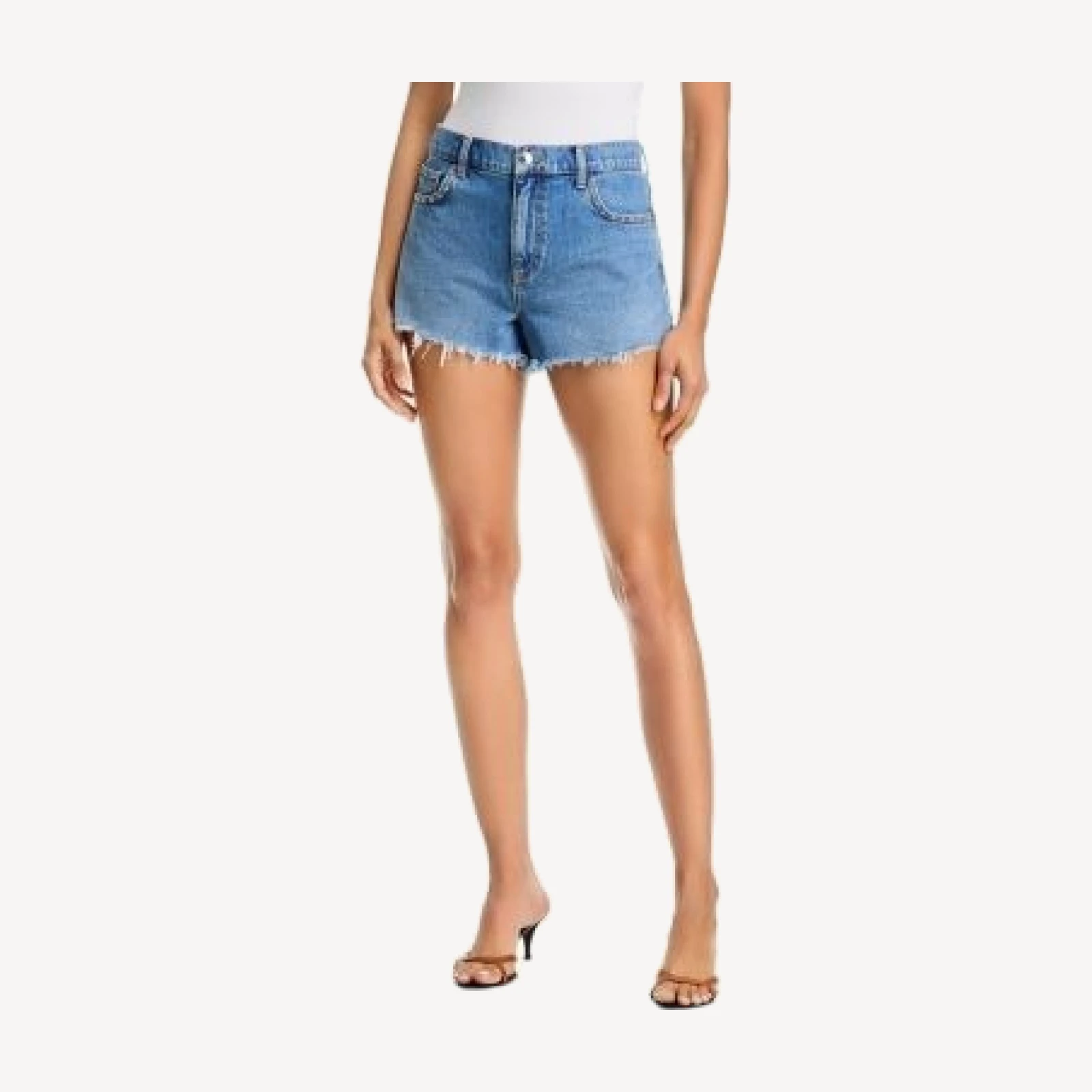 Ramy Brook Bria Studded Denim Shorts in Faded Blue