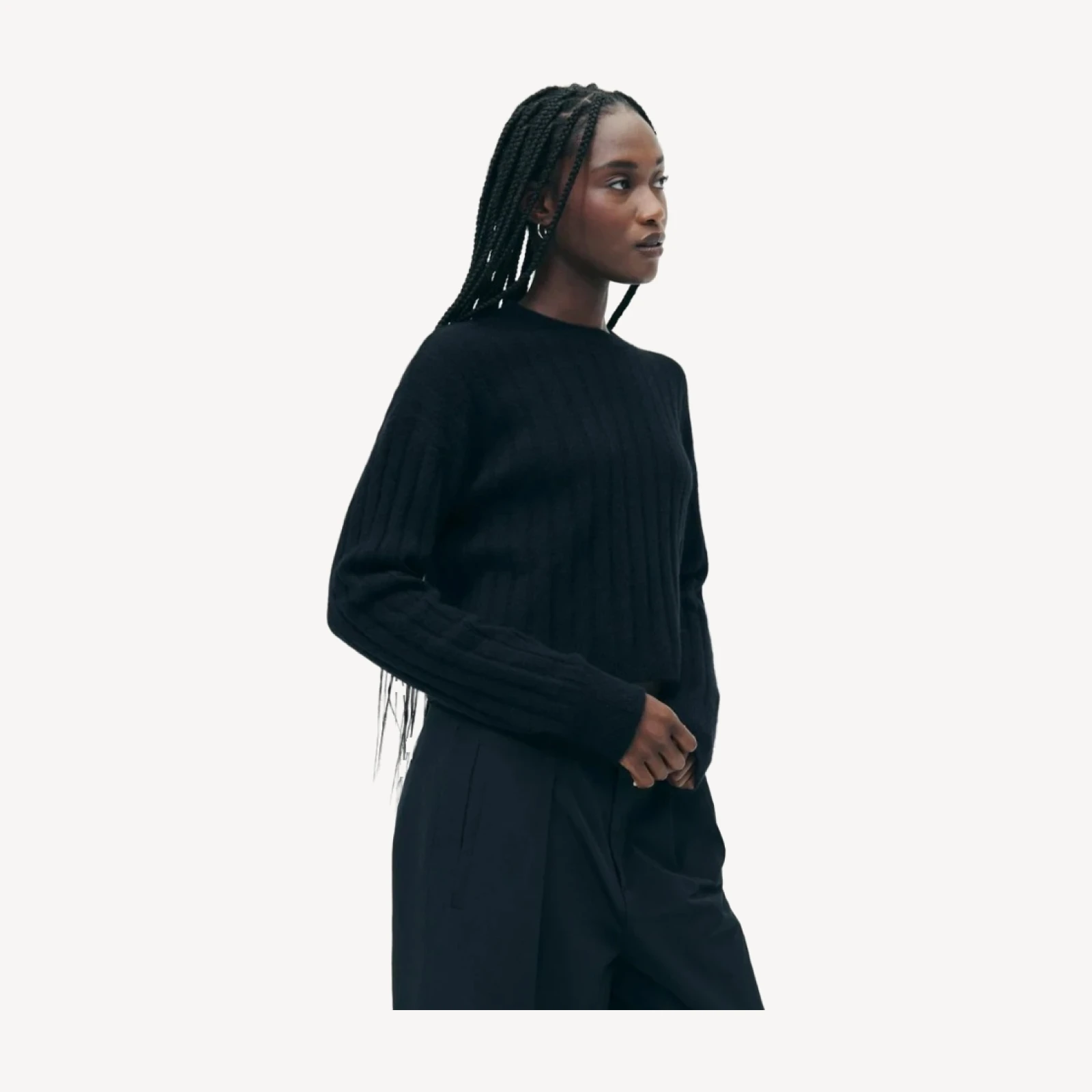 Lightweight Cashmere Ribbed Cropped Sweater
