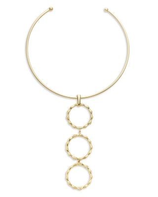 Ramy Brook Chiara Multi Ring Pendant Structured Choker Necklace, 4.85