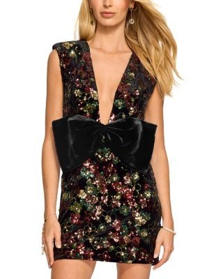 Ramy Brook Kimberly Bow Detail Sequined Dress