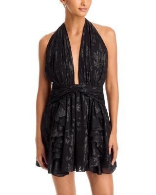 Ramy Brook Olivia Metallic Jacquard Plunge Neck Dress