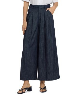 Nydj Giselle Denim Wide Leg Ankle Trousers in Dark Indigo