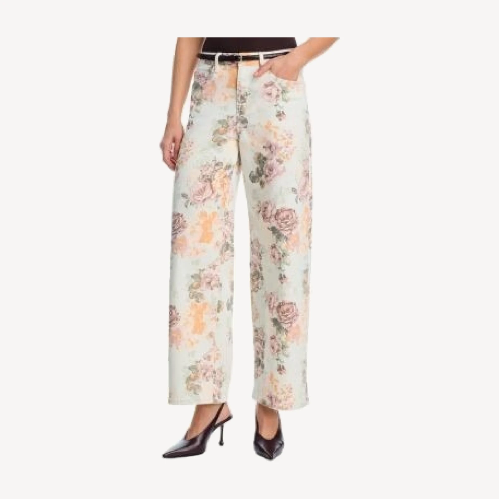 Almost Famous Floral Print High Rise Wide Leg Jeans in Floral Print - Exclusive