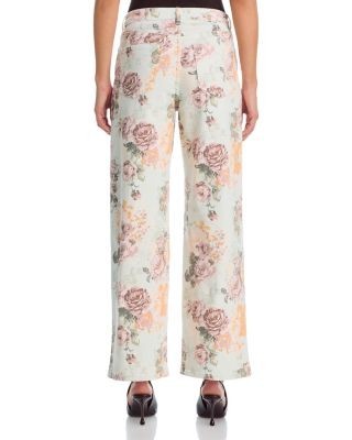 Almost Famous Floral Print High Rise Wide Leg Jeans in Floral Print - Exclusive
