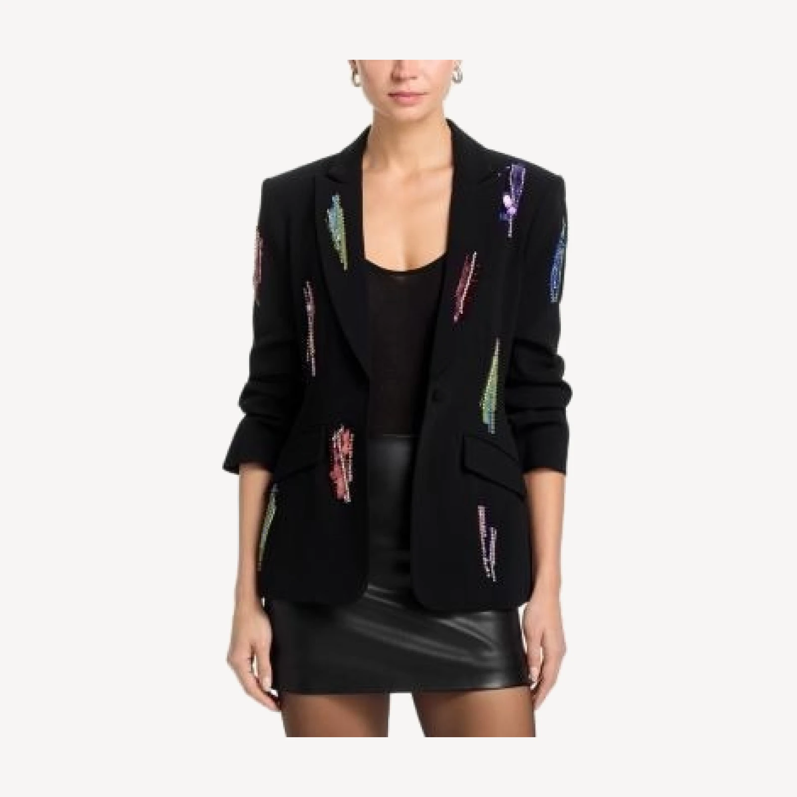 Cinq a Sept Paillette Whirl Scrunched Sleeve Jacket