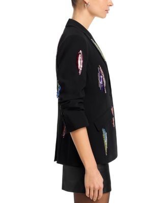 Cinq a Sept Paillette Whirl Scrunched Sleeve Jacket