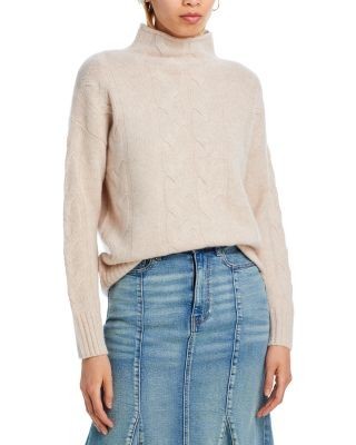 C by Bloomingdale's Cashmere Mock Neck Cable Cashmere Sweater - Exclusive