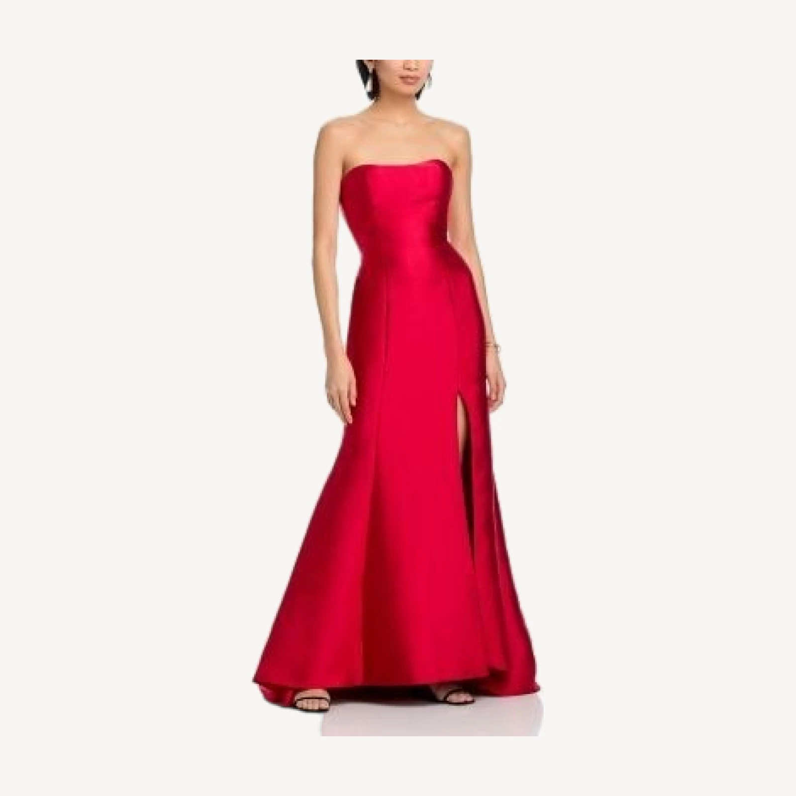 Aqua Mikado Lace Up Back Strapless Gown - Exclusive