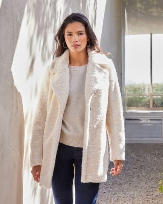 Karen Kane Notched Collar Fleece Coat