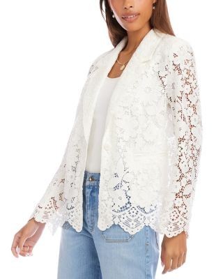 Karen Kane Floral Lace Scallop Edge Blazer