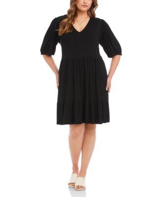 Karen Kane Plus Size Puff Sleeve Tiered Dress