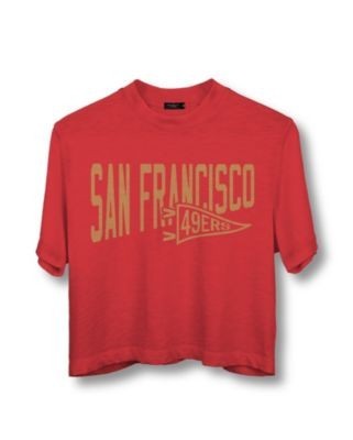 Junk Food Clothing Women's Nfl San Francisco 49ers Dual Threat Mock Neck Crop Tee
