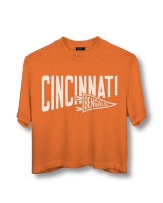 Junk Food Clothing Women's Nfl Cincinnati Bengals Dual Threat Mock Neck Crop Tee
