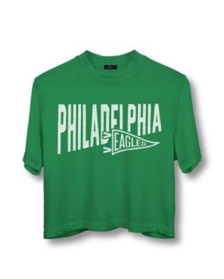 Junk Food Clothing Nfl Women's Philadelphia Eagles Dual Threat Mock Neck Crop Tee