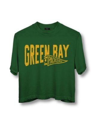 Junk Food Clothing Nfl Women's Green Bay Packers Dual Threat Mock Neck Crop Tee