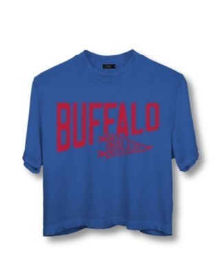 Junk Food Clothing Women's Nfl Buffalo Bills Dual Threat Mock Neck Crop Tee
