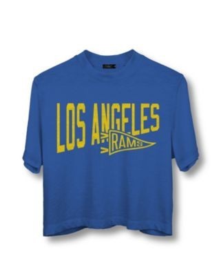 Junk Food Clothing Nfl Women's Los Angeles Rams Dual Threat Mock Neck Crop Tee