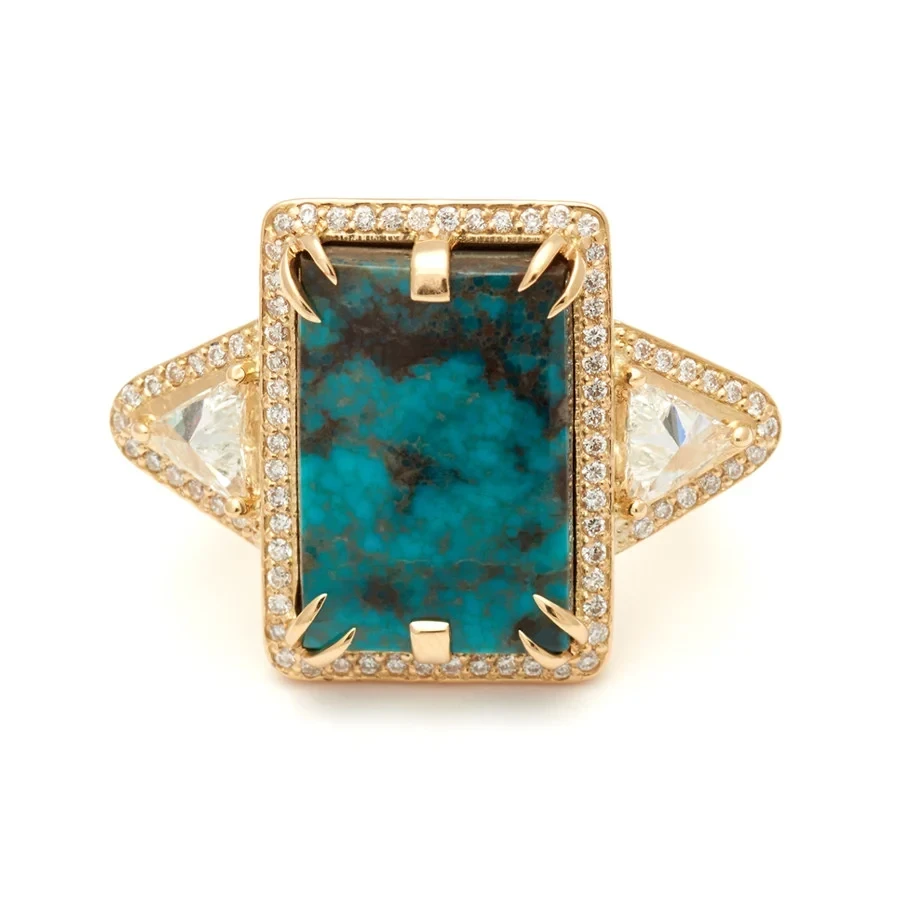Anna Sheffield x Hayward Bea Halo Ring - 18K Yellow Gold & White Diamonds