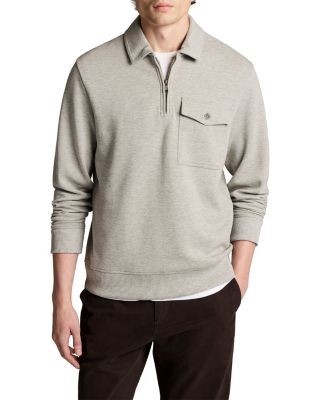 Vince Double Knit Pique Quarter Zip Polo