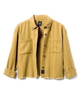 Junk Food Clothing Women's Tonal Stripe Flannel Crop Shirt