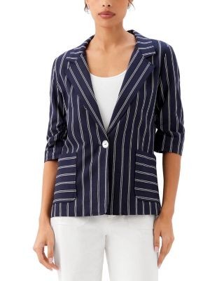 Karen Kane Stripe Ruched Sleeve Jacket