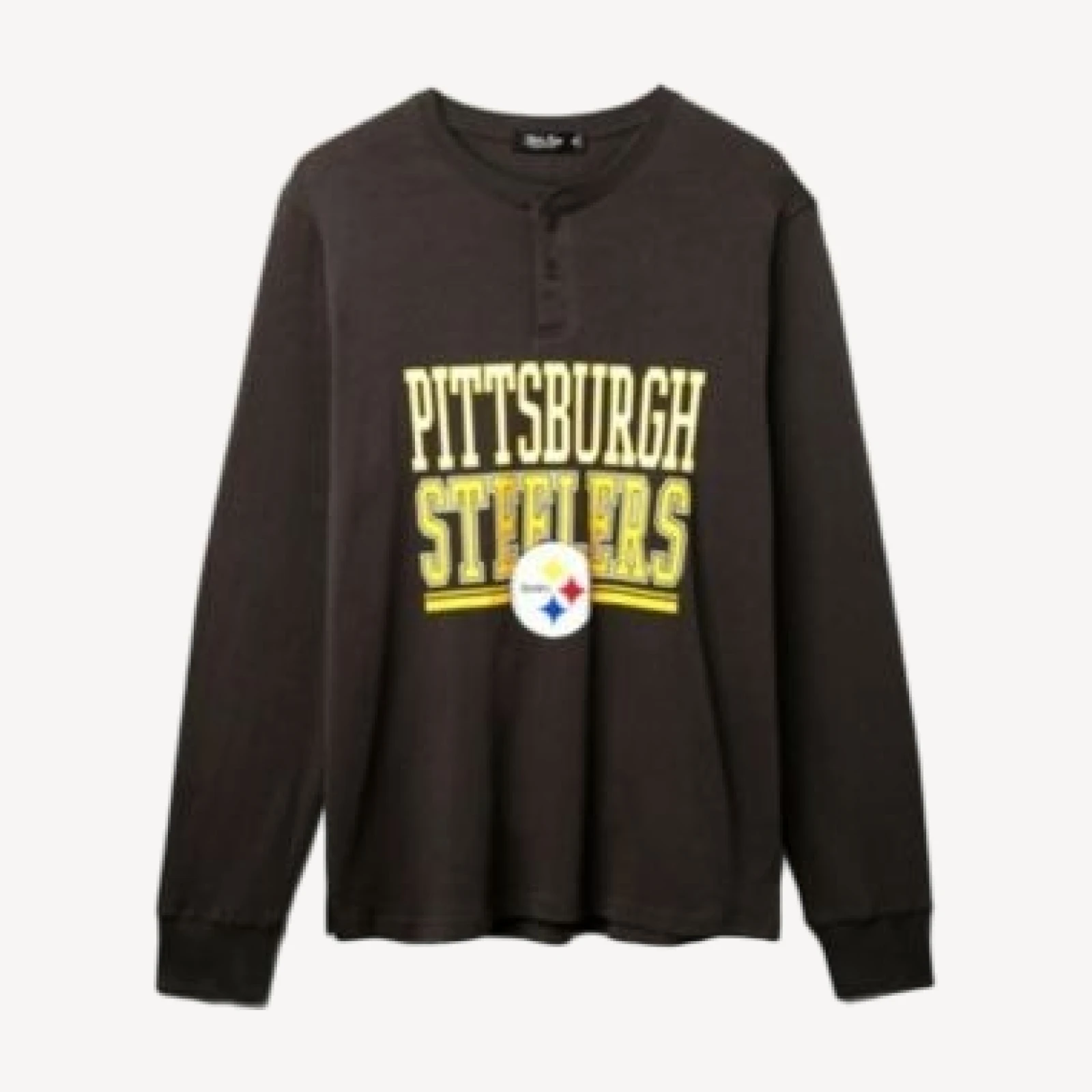 Junk Food Clothing Unisex Nfl Pittsburgh Steelers Long Sleeve Henley Tee