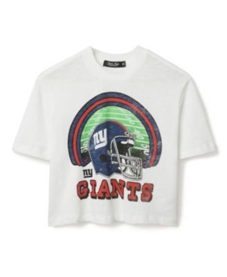 Junk Food Clothing Women's Nfl New York Giants Game Time Mock Neck Crop Tee