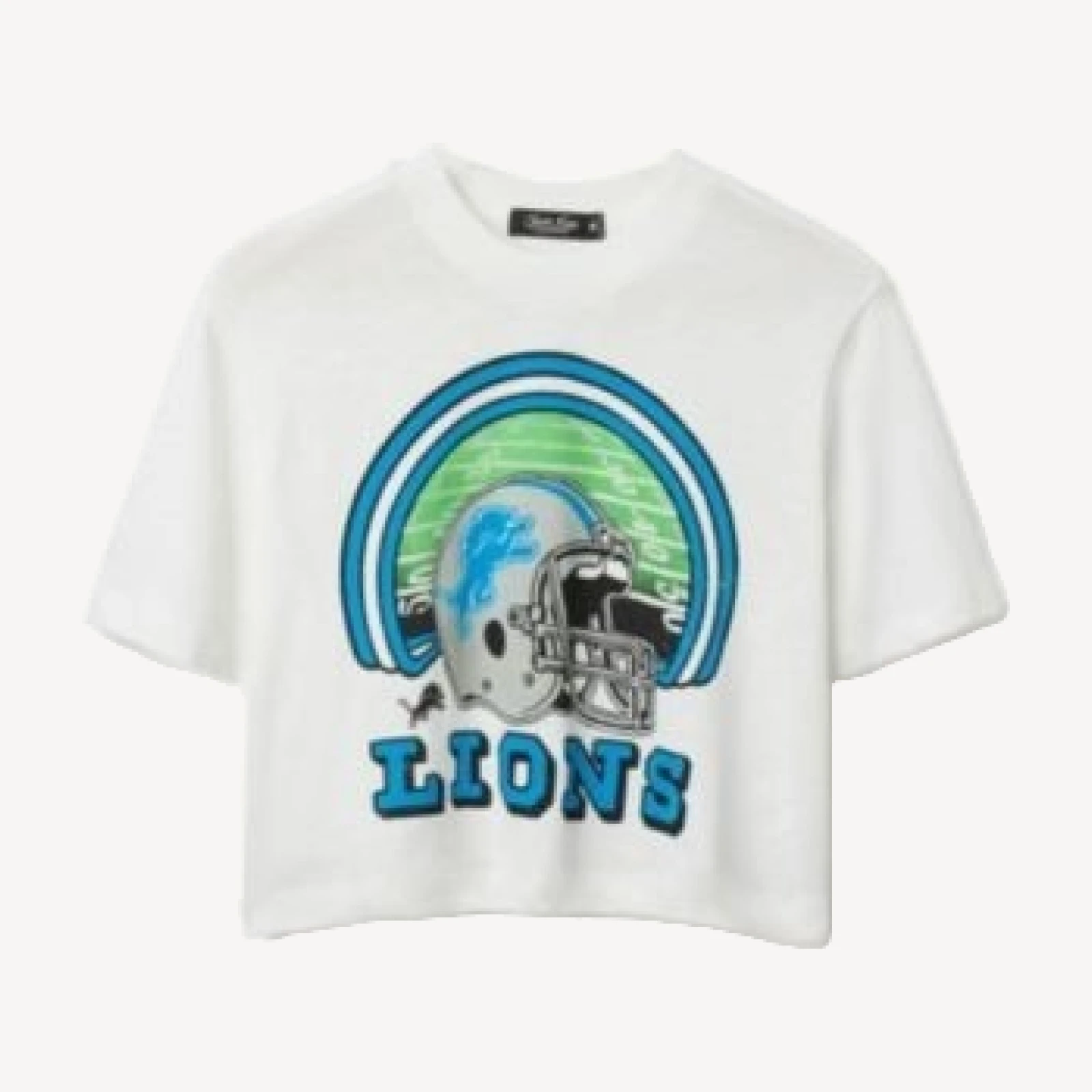 Junk Food Clothing Women's Nfl Detroit Lions Game Time Mock Neck Crop Tee
