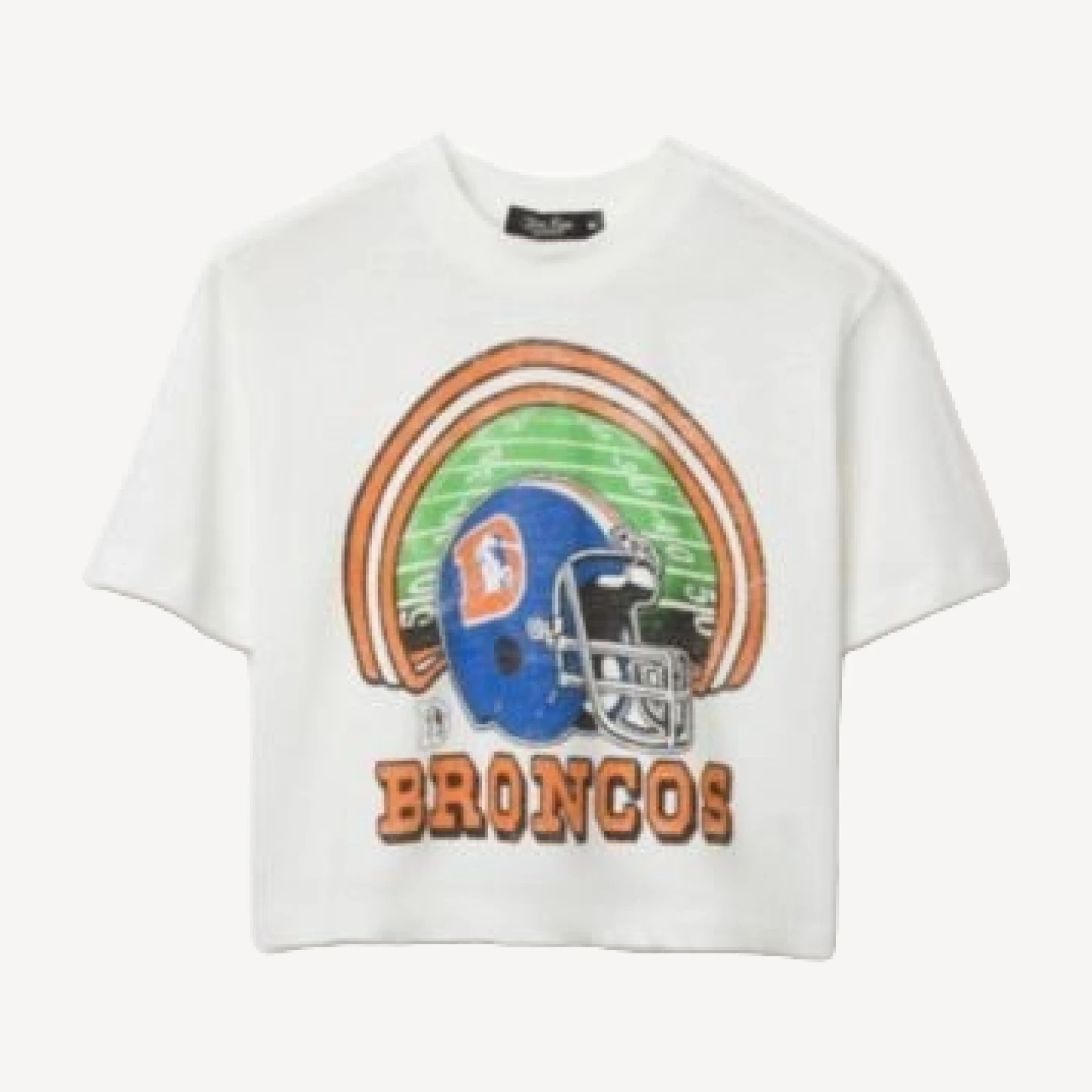 Junk Food Clothing Women's Nfl Denver Broncos Game Time Mock Neck Crop Tee
