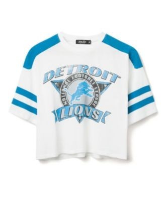 Junk Food Clothing Women's Nfl Detroit Lions Striped Crop Tee