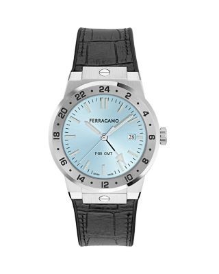 Ferragamo F-80 Classic Gmt Leather Watch, 41mm