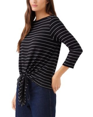 Karen Kane 3/4 Sleeve Boat Neck Tie Front Top