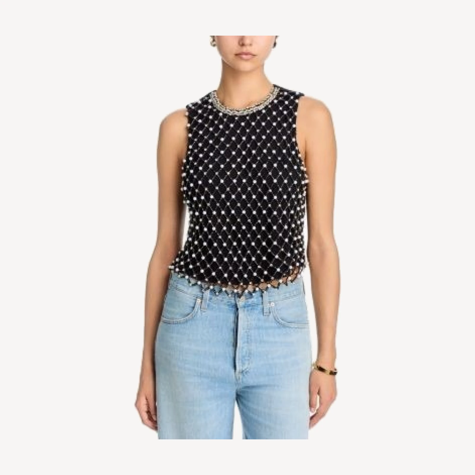 Alice and Olivia Amal Embellished Boxy Tank