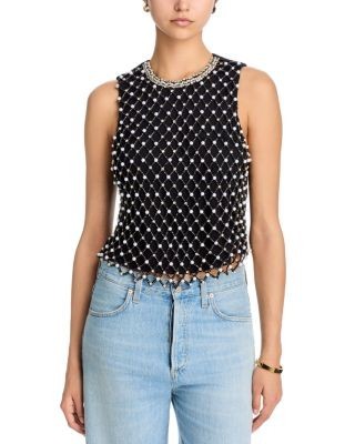 Alice and Olivia Amal Embellished Boxy Tank