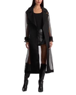 Alice and Olivia Silvia Sheer Mixed Media Trench Coat