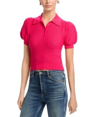 Alice and Olivia Ramona Pointelle Polo Sweater