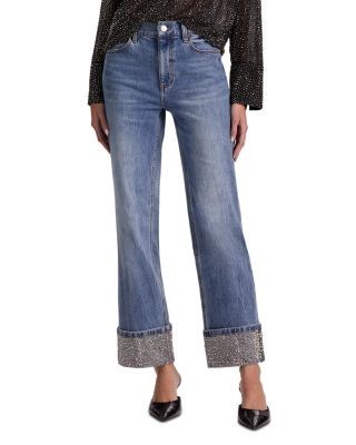 Alice and Olivia High Rise Straight Jeans in Brooklyn Blue
