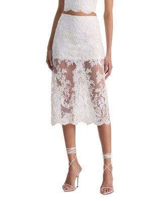 Alice and Olivia Medine Embellished Lace Midi Skirt