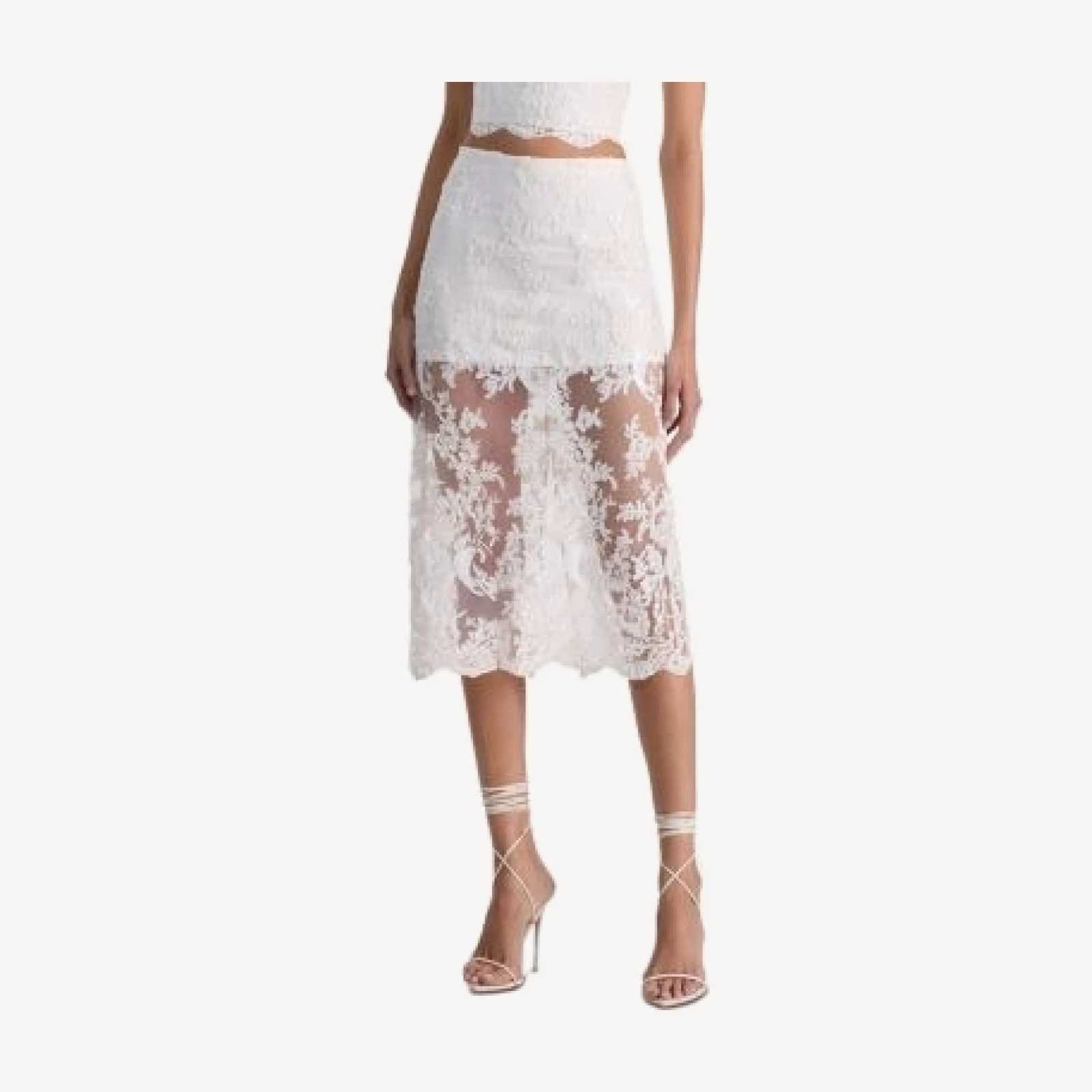 Alice and Olivia Medine Embellished Lace Midi Skirt