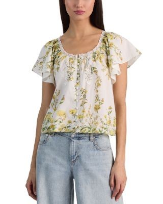 Alice and Olivia Odette Flutter Sleeve Blouse