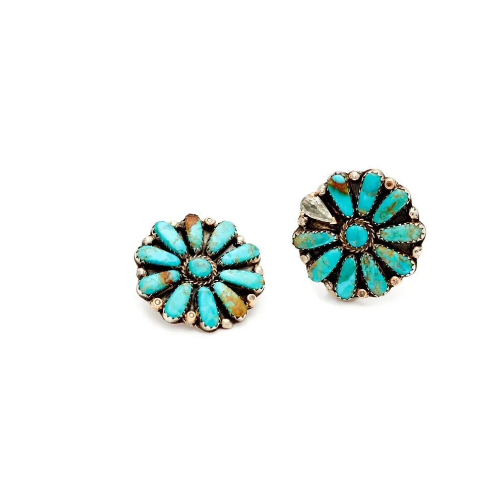 Vintage Flora Earrings - Silver, Yellow Gold & Champagne Diamonds