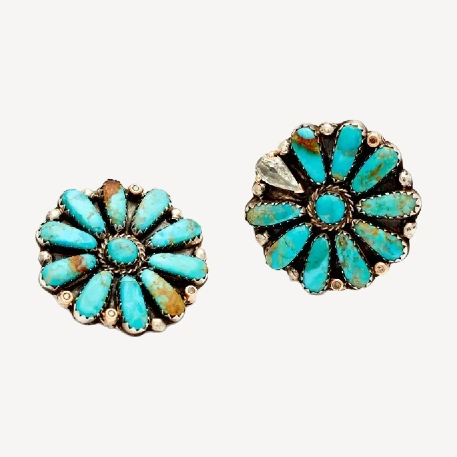 Vintage Flora Earrings - Silver, Yellow Gold & Champagne Diamonds