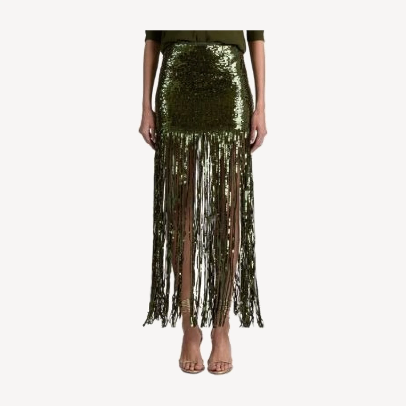 Alice and Olivia Kendra Sequinned Fringe Skirt