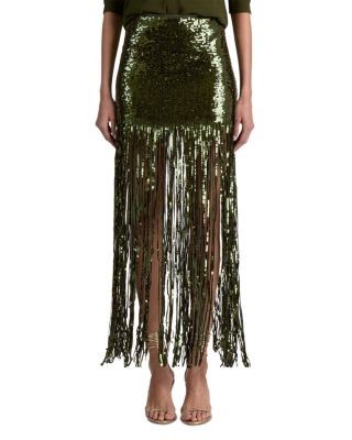 Alice and Olivia Kendra Sequinned Fringe Skirt