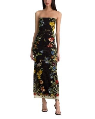 Alice and Olivia Delora Strapless Midi Dress