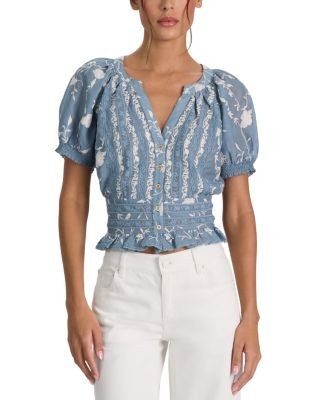 Alice and Olivia Kathryn Embroidered Lace Top